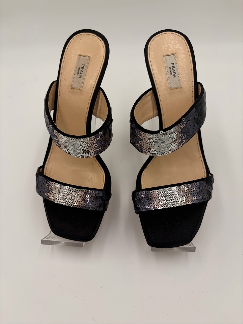 Prada Runway sequin Heels Sandals Slingback Mules 90s Size 35 US 5 New - Picture 16 of 16